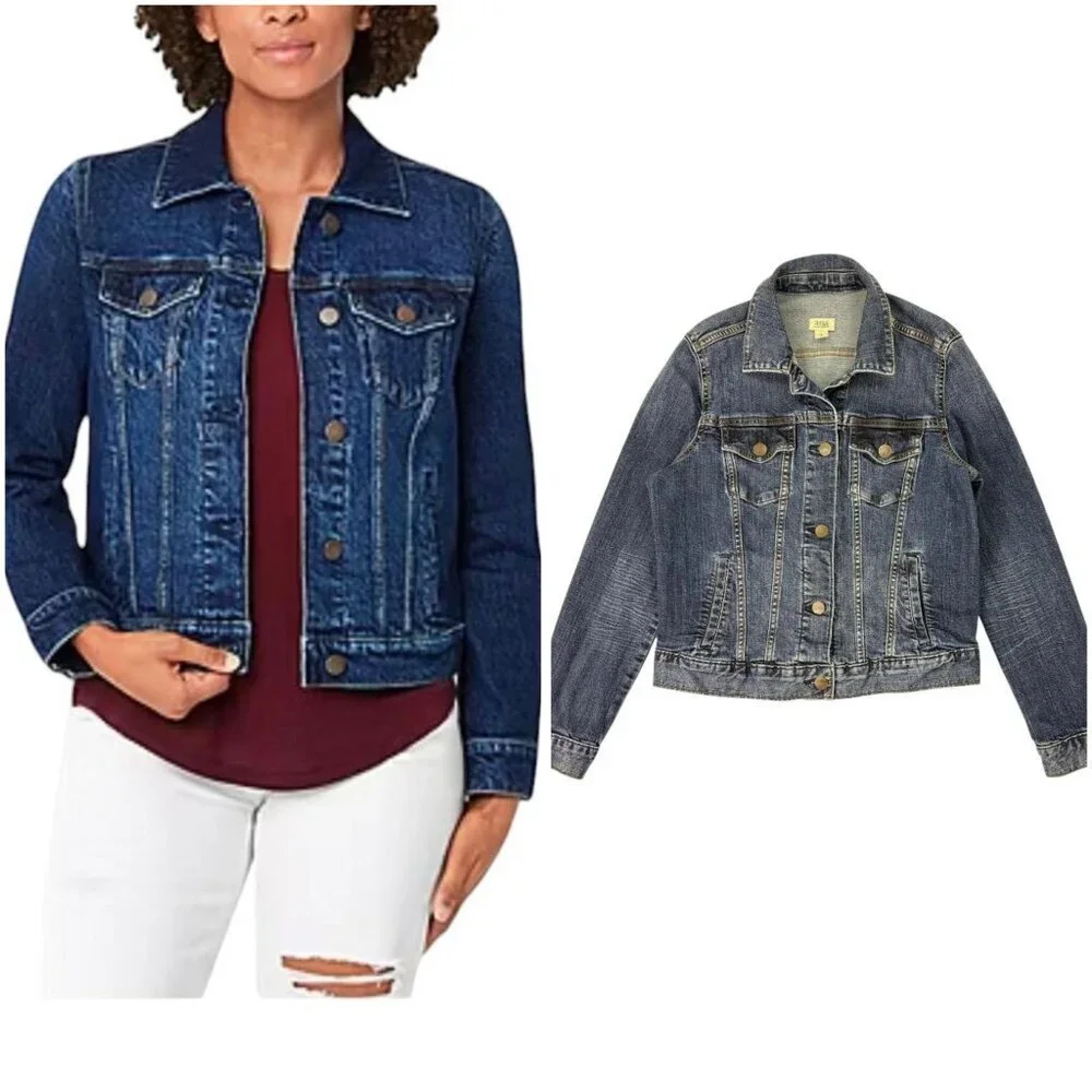 A.N.A Women’s Blue Denim Jean Jacket Size Small Stretch Classic Button Up